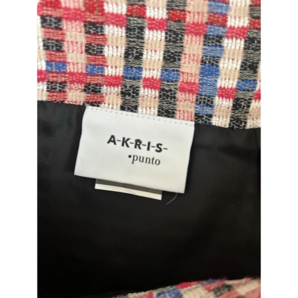Akris Punto Textured Check Inverted Pleat Mini‎ Skirt Size 10 Academia Career